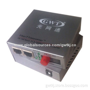 100M fiber media converter, 2 Ethernet ports, FC fiber pot